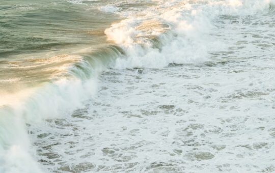 a person riding a surfboard on top of a wave